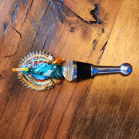🚦3for$15🚦Glass Peacock Wine Stopper - Picture 1 of 10